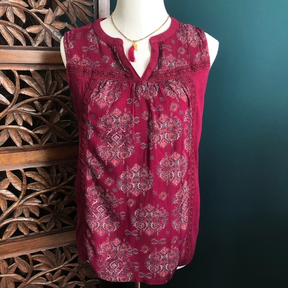 St. John's Bay Tops - St. John’s Bay mixed media boho sleeveless top
